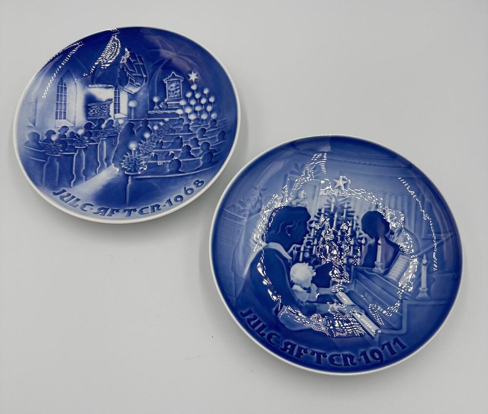 B&G Copenhagen Annual Christmas Plates 1968, 1971 Collectible 2pc Set